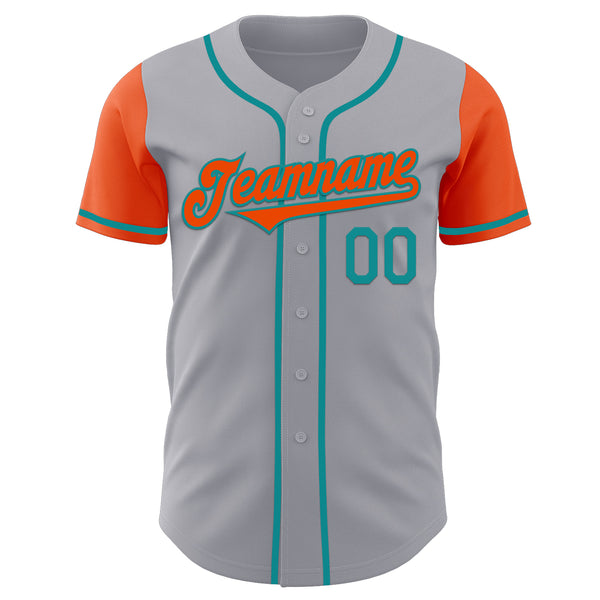 Custom Gray Orange-Teal Authentic Two Tone Baseball Jersey