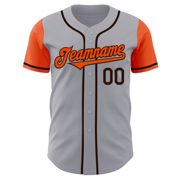 Custom Gray Orange-Brown Authentic Two Tone Baseball Jersey