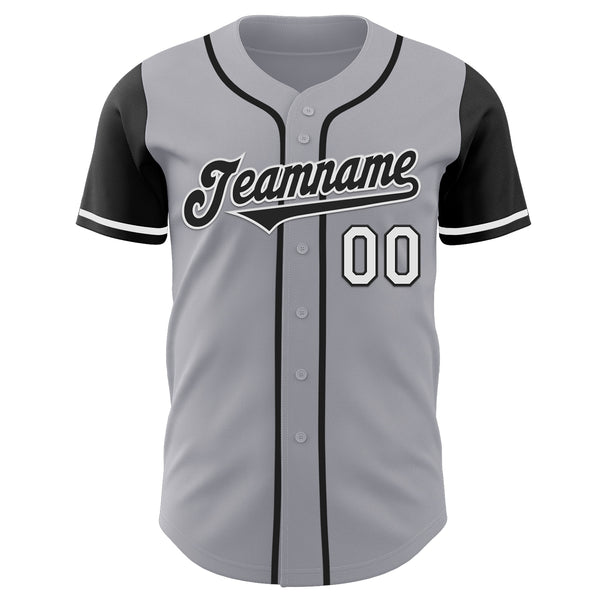 Custom Gray Black-White Authentic Two Tone Baseball Jersey