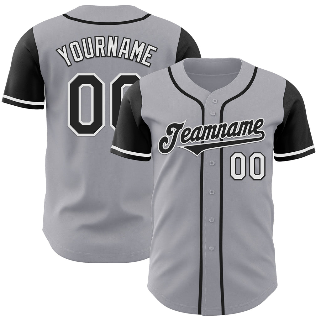 Custom Gray Black-White Authentic Two Tone Baseball Jersey