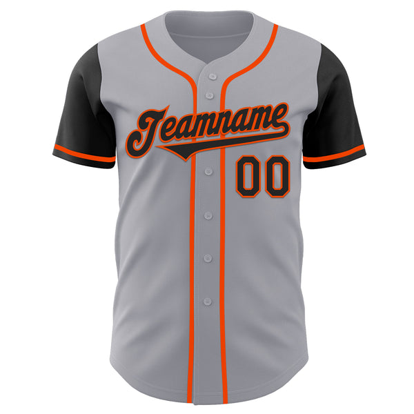 Custom Gray Black-Orange Authentic Two Tone Baseball Jersey