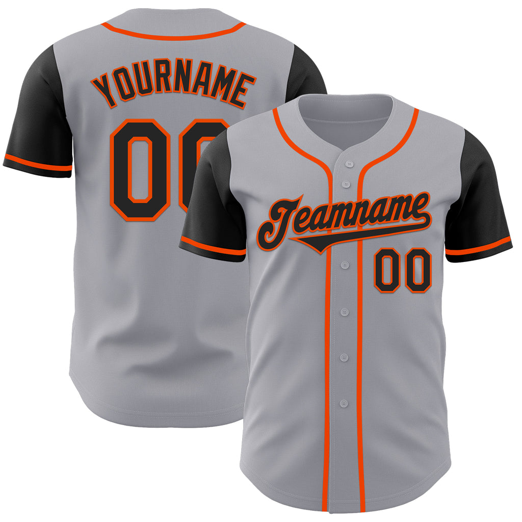 Custom Gray Black-Orange Authentic Two Tone Baseball Jersey