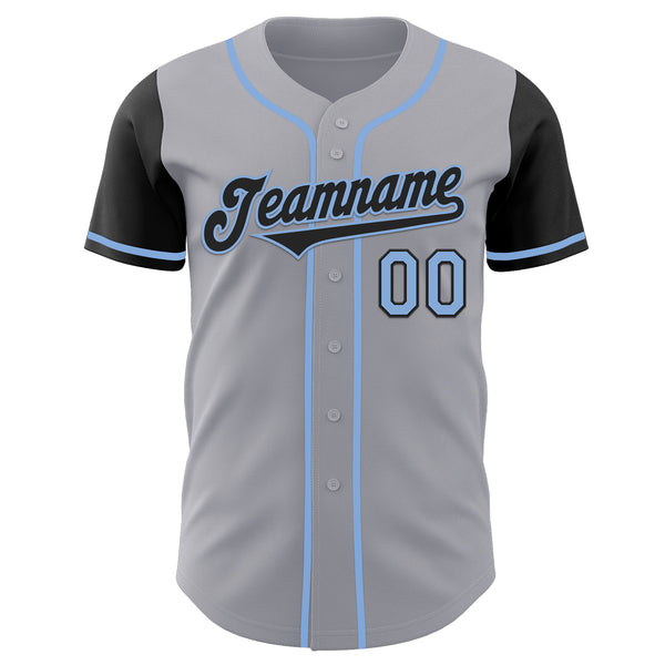 Custom Gray Black-Light Blue Authentic Two Tone Baseball Jersey