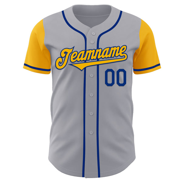 Custom Gray Gold-Royal Authentic Two Tone Baseball Jersey