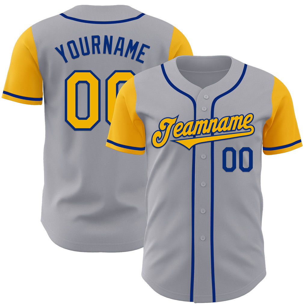 Custom Gray Gold-Royal Authentic Two Tone Baseball Jersey