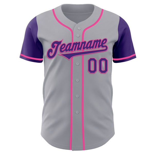 Custom Gray Purple-Pink Authentic Two Tone Baseball Jersey