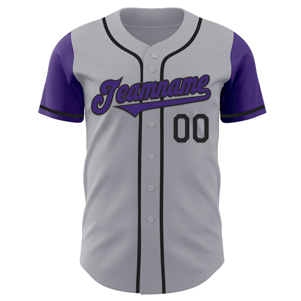 Custom Gray Purple-Black Authentic Two Tone Baseball Jersey