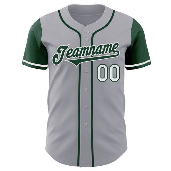 Custom Gray Green-White Authentic Two Tone Baseball Jersey