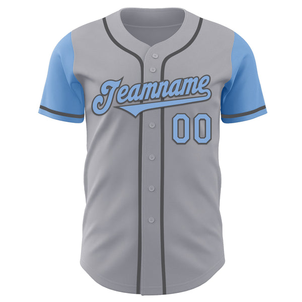 Custom Gray Light Blue-Steel Gray Authentic Two Tone Baseball Jersey