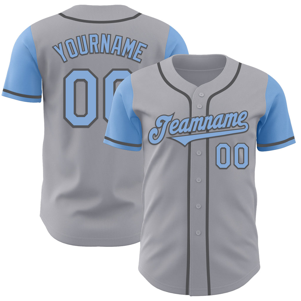 Custom Gray Light Blue-Steel Gray Authentic Two Tone Baseball Jersey