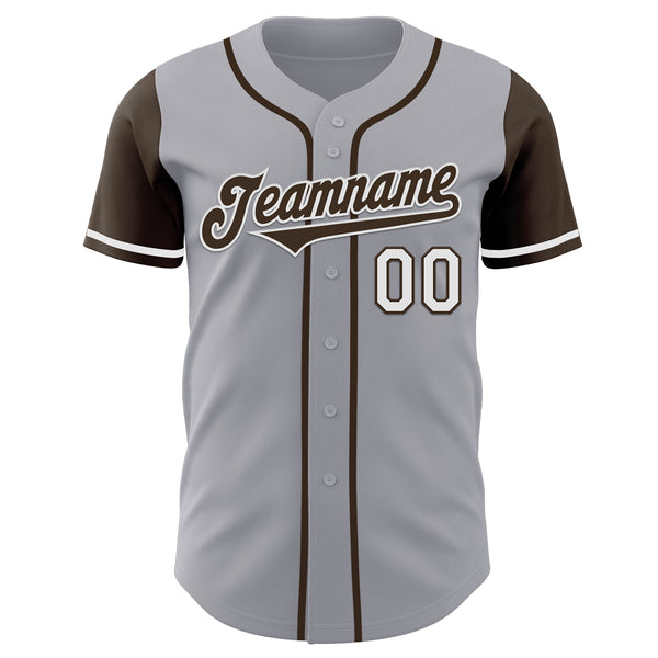 Custom Gray Brown-White Authentic Two Tone Baseball Jersey