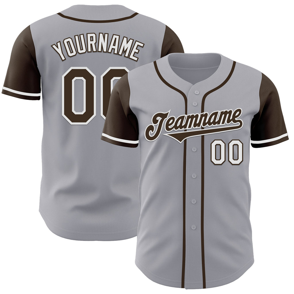 Custom Gray Brown-White Authentic Two Tone Baseball Jersey