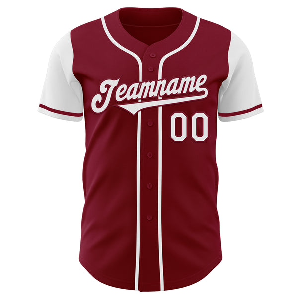 Custom Crimson White Authentic Two Tone Baseball Jersey