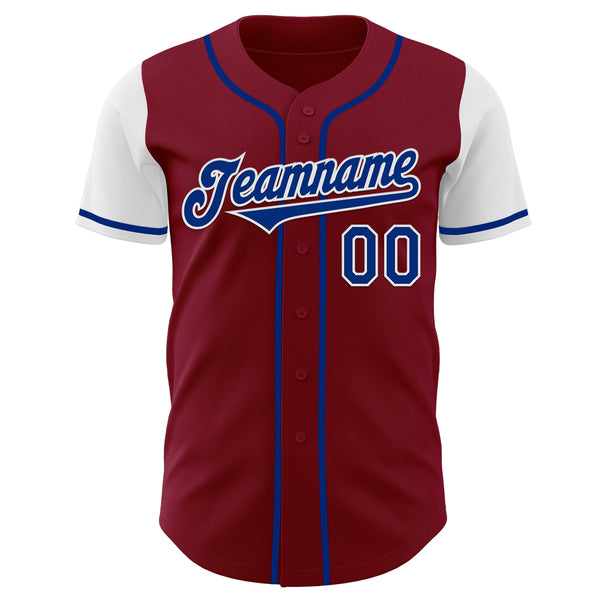 Custom Crimson Royal-White Authentic Two Tone Baseball Jersey