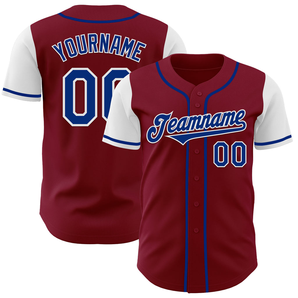 Custom Crimson Royal-White Authentic Two Tone Baseball Jersey