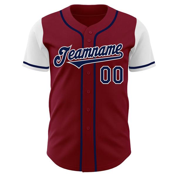 Custom Crimson Navy-White Authentic Two Tone Baseball Jersey