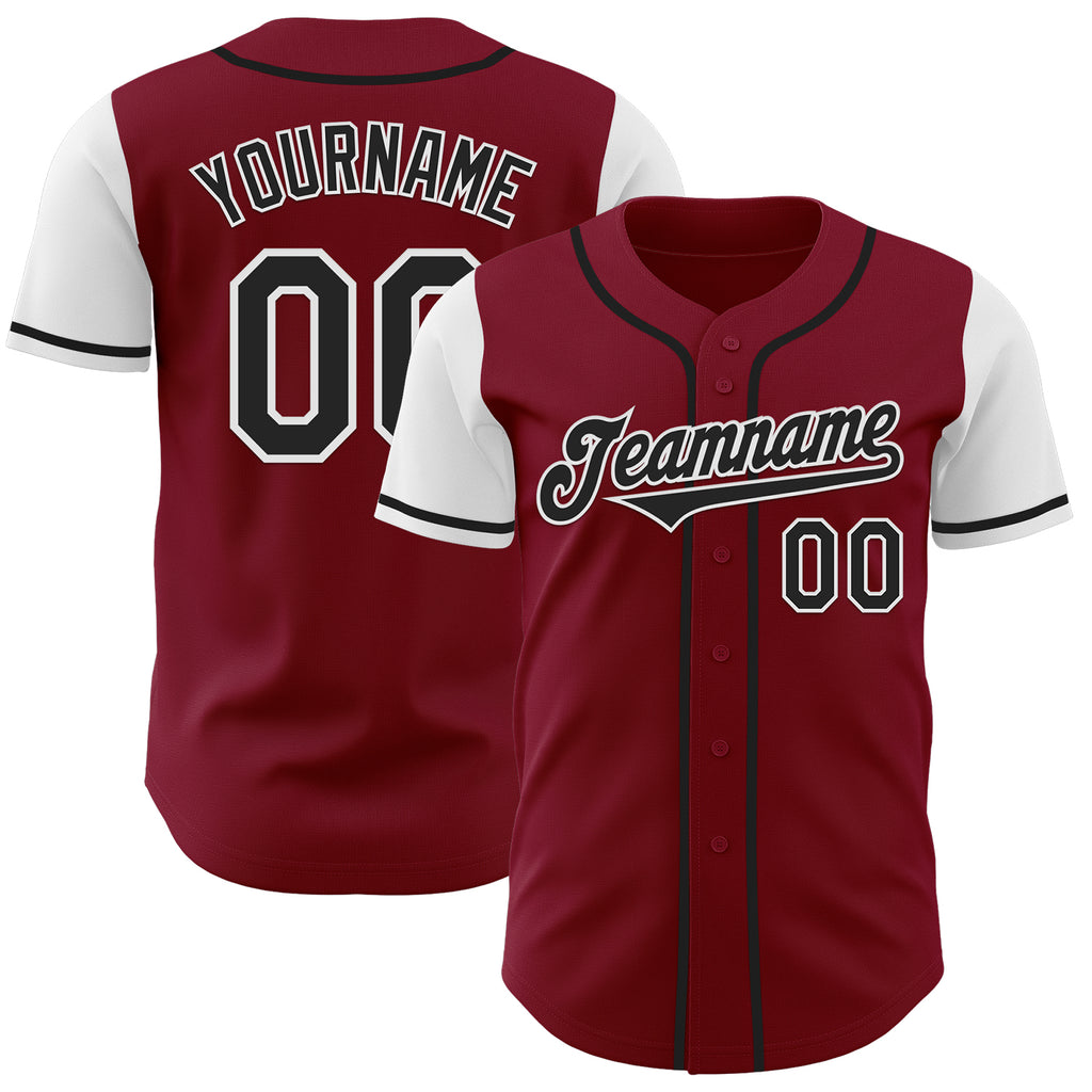 Custom Crimson Black-White Authentic Two Tone Baseball Jersey