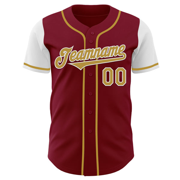 Custom Crimson Old Gold-White Authentic Two Tone Baseball Jersey