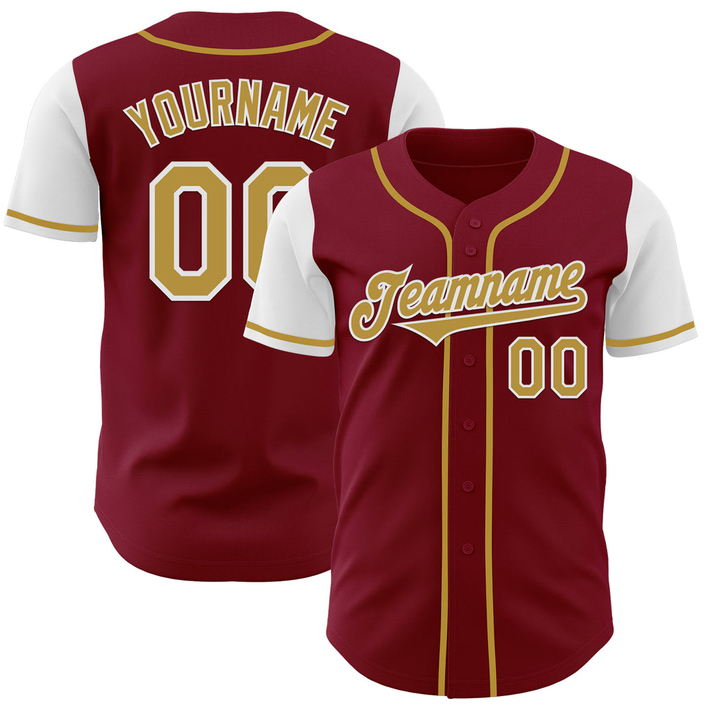 Custom Crimson Old Gold-White Authentic Two Tone Baseball Jersey