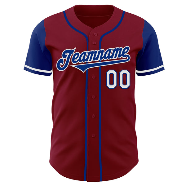 Custom Crimson Royal-White Authentic Two Tone Baseball Jersey