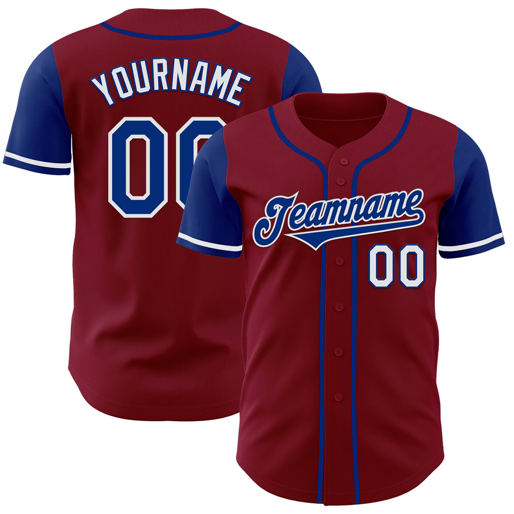 Custom Crimson Royal-White Authentic Two Tone Baseball Jersey