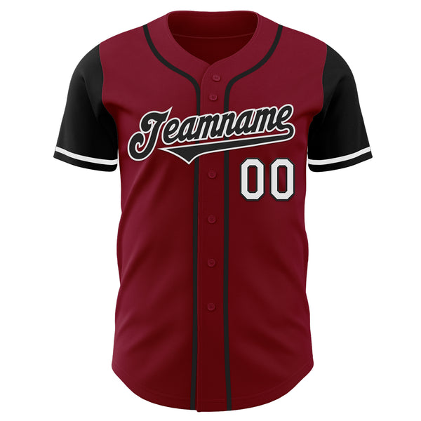 Custom Crimson Black-White Authentic Two Tone Baseball Jersey