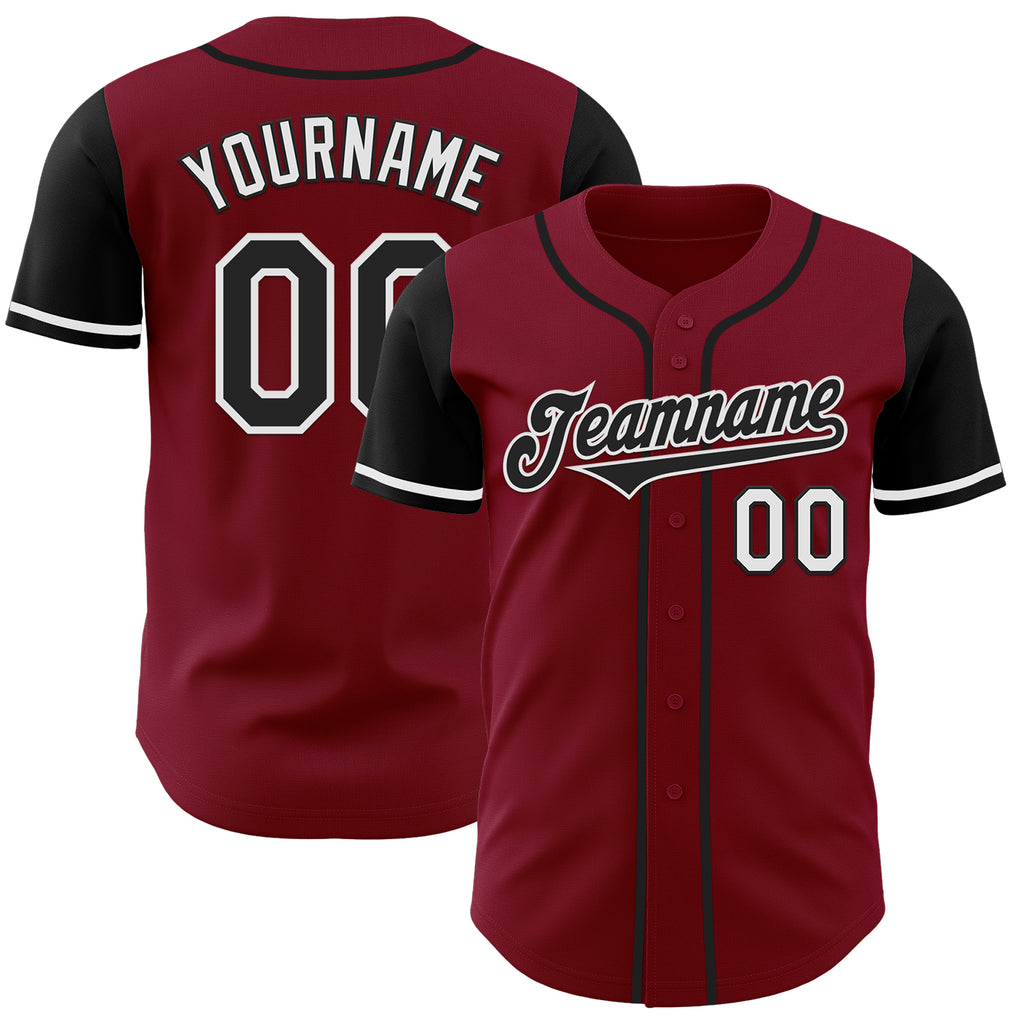 Custom Crimson Black-White Authentic Two Tone Baseball Jersey