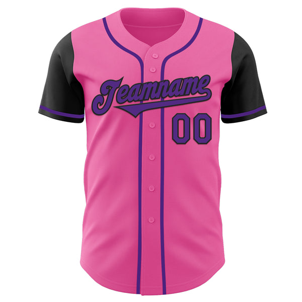 Custom Pink Purple-Black Authentic Two Tone Baseball Jersey