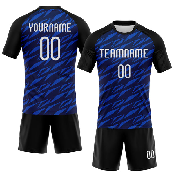 Custom Navy Thunder Blue-Black Geometric Shape Sublimation Volleyball Uniform Jersey