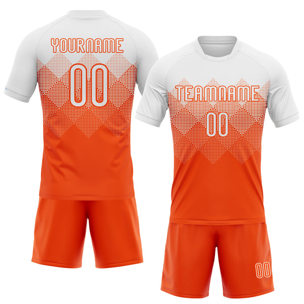 Custom Orange White Geometric Shape Sublimation Volleyball Uniform Jersey