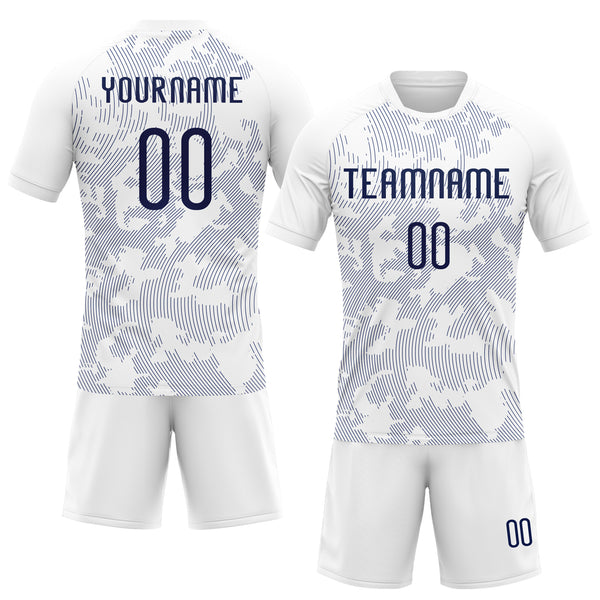 Custom White Navy Curve Lines Sublimation Volleyball Uniform Jersey