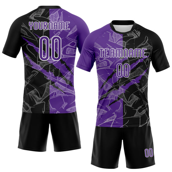 Custom Graffiti Pattern Purple-Black Scratch Sublimation Volleyball Uniform Jersey