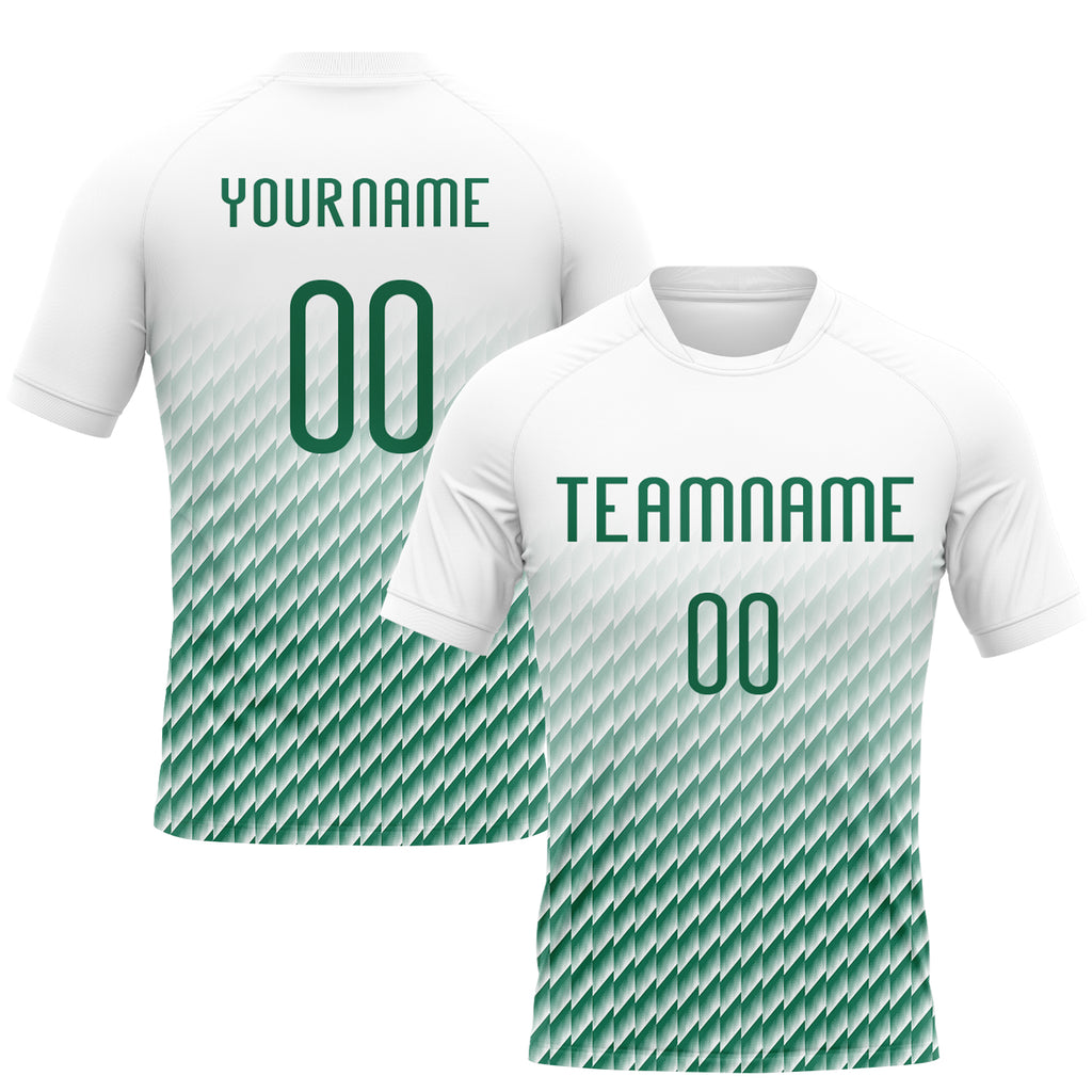 Custom White Kelly Green Geometric Shape Sublimation Volleyball Uniform Jersey