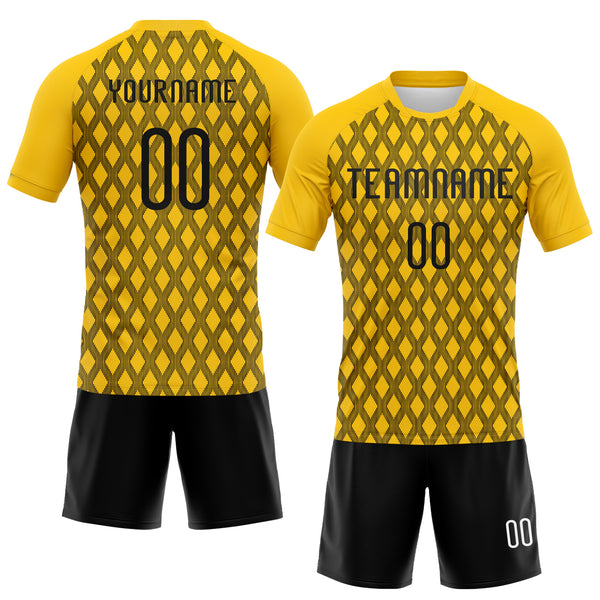 Custom Yellow Black-White Geometric Shape Sublimation Volleyball Uniform Jersey