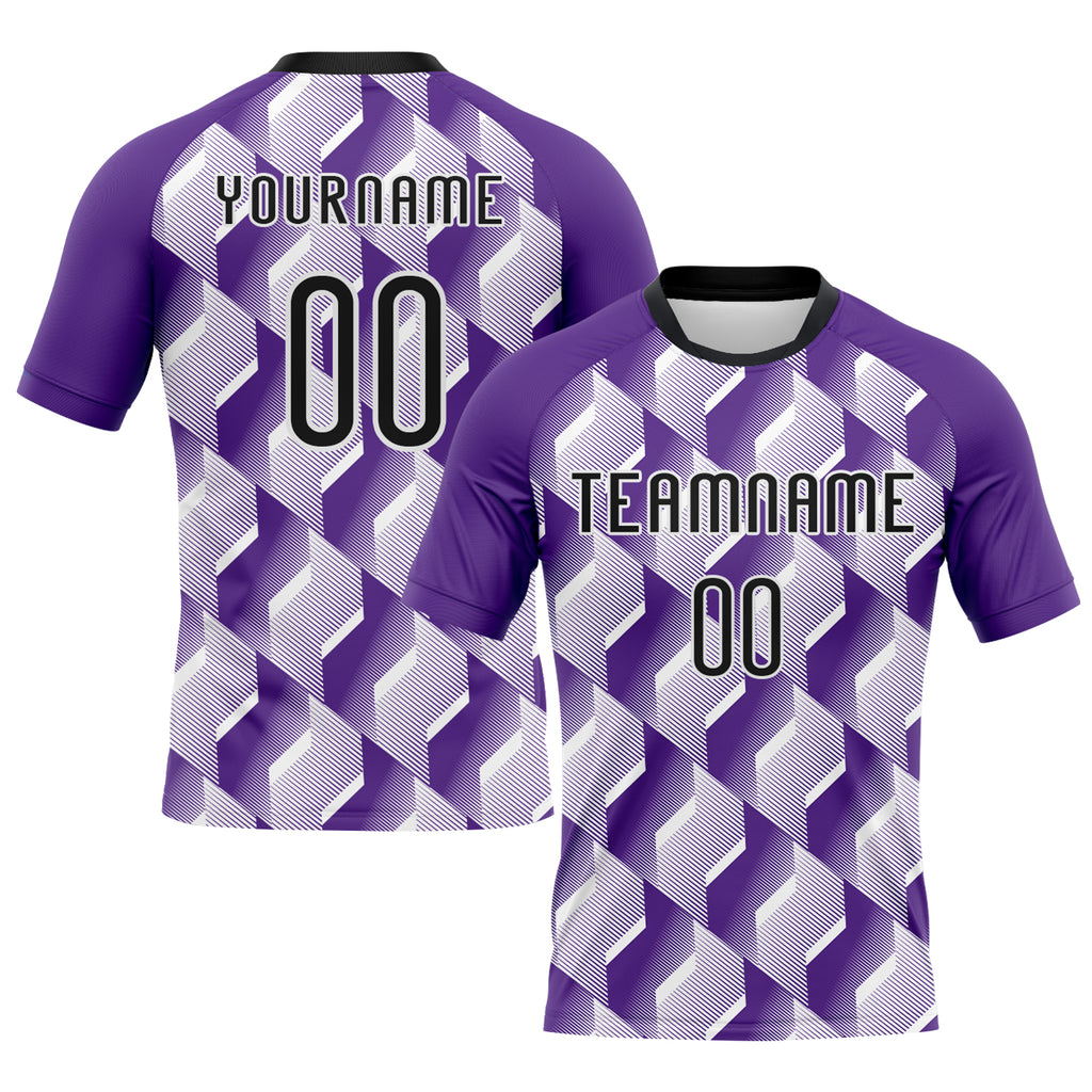 Custom Purple Black-White Geometric Shape Sublimation Volleyball Uniform Jersey