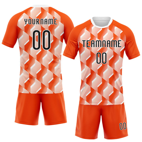 Custom Orange Black-White Geometric Shape Sublimation Volleyball Uniform Jersey