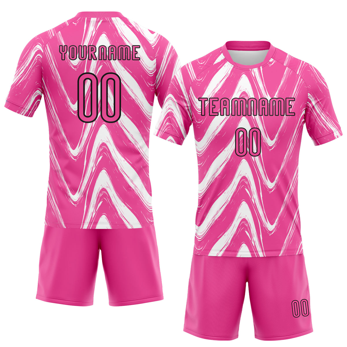 Custom Pink Black-White Fluid Sublimation Volleyball Uniform Jersey ...