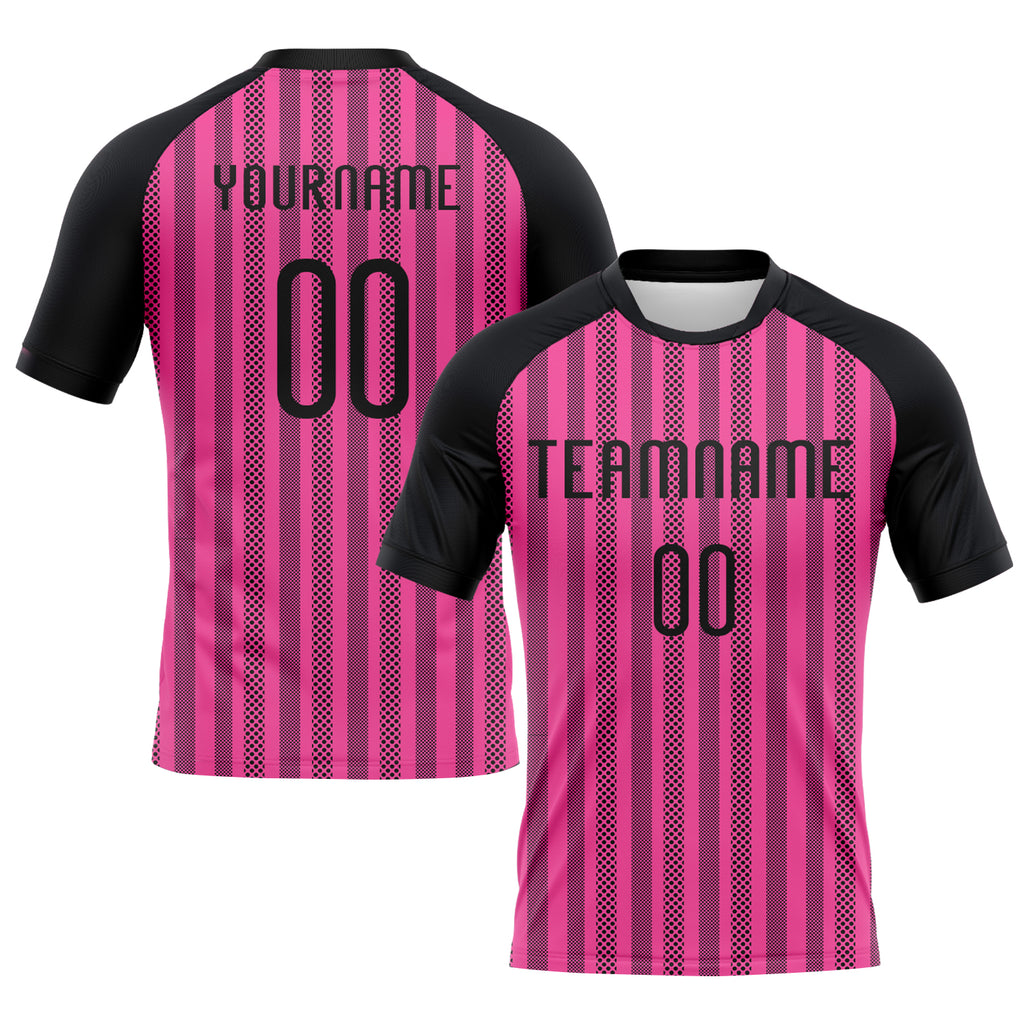 Custom Pink Black-White Lines Sublimation Volleyball Uniform Jersey