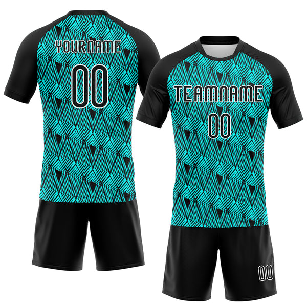 Custom Lakes Blue Black-White Geometric Shape Sublimation Volleyball Uniform Jersey