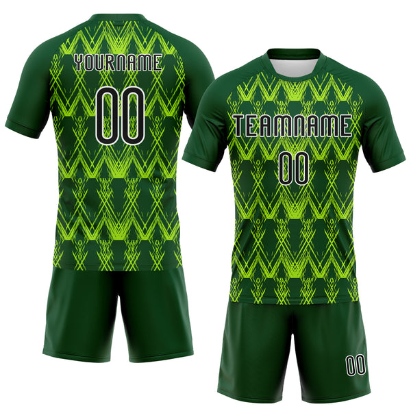 Custom Green Black-Neon Green Abstract Shape Sublimation Volleyball Uniform Jersey