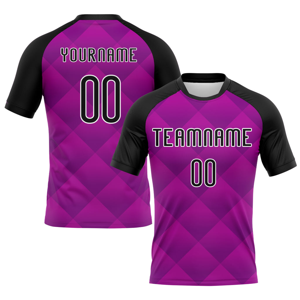 Custom Purple Black-White Geometric Shape Sublimation Volleyball Uniform Jersey