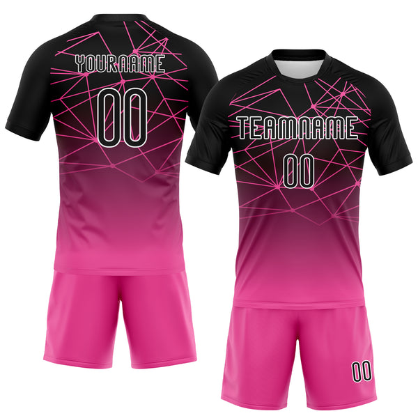 Custom Pink Black-White Abstract Network Sublimation Volleyball Uniform Jersey