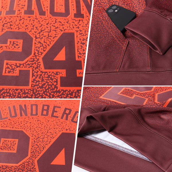 Custom Stitched Orange Brown Fade Fashion Sports Pullover Sweatshirt Hoodie