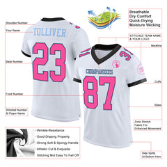 Custom Pink Black-Light Blue Mesh Authentic Football Jersey