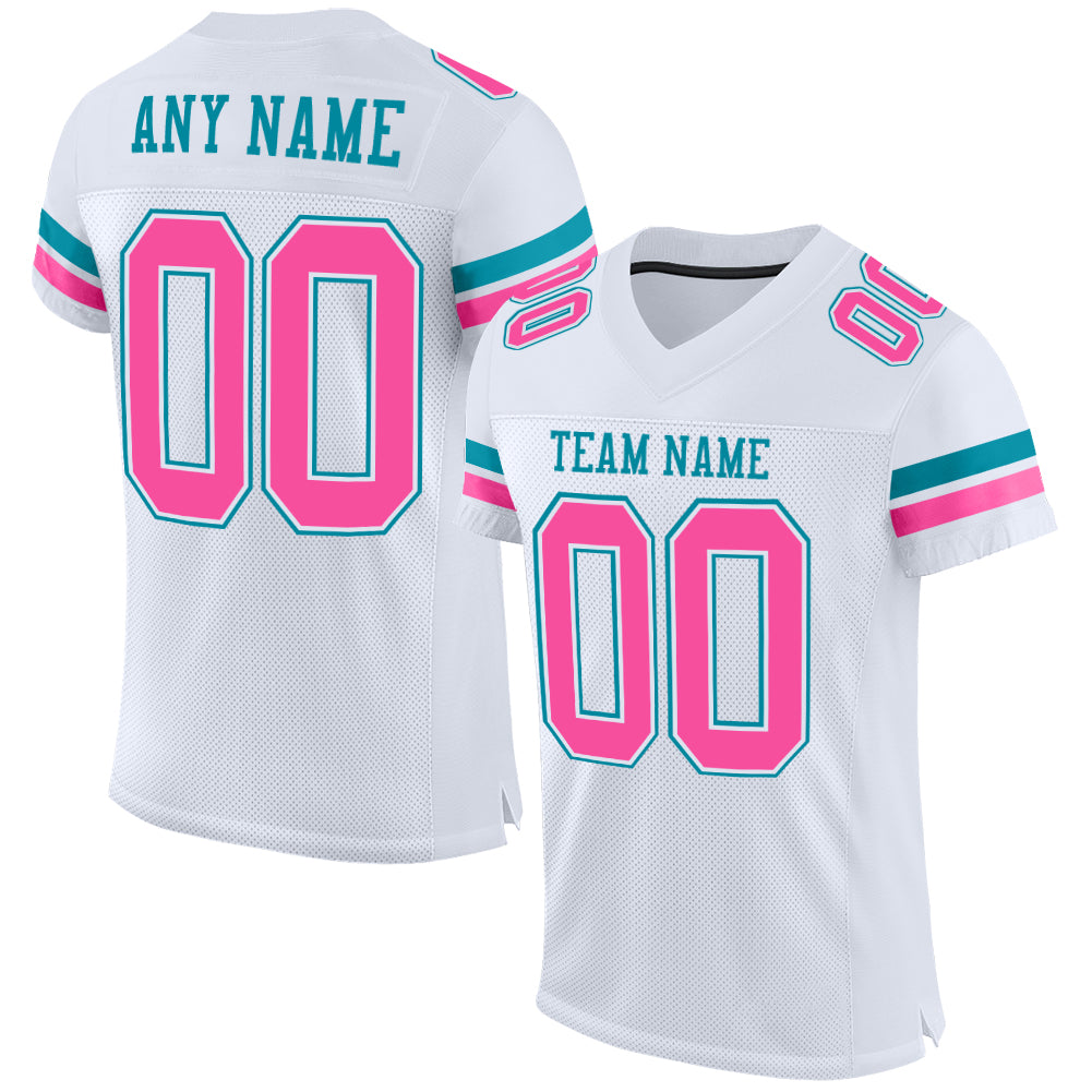 Custom Pink Pink-White Mesh Authentic Football Jersey