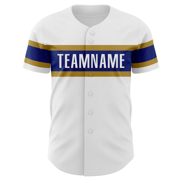 Custom White Old Gold-Royal Authentic Baseball Jersey