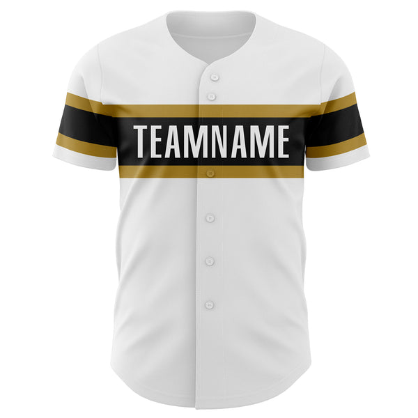 Custom White Old Gold-Black Authentic Baseball Jersey