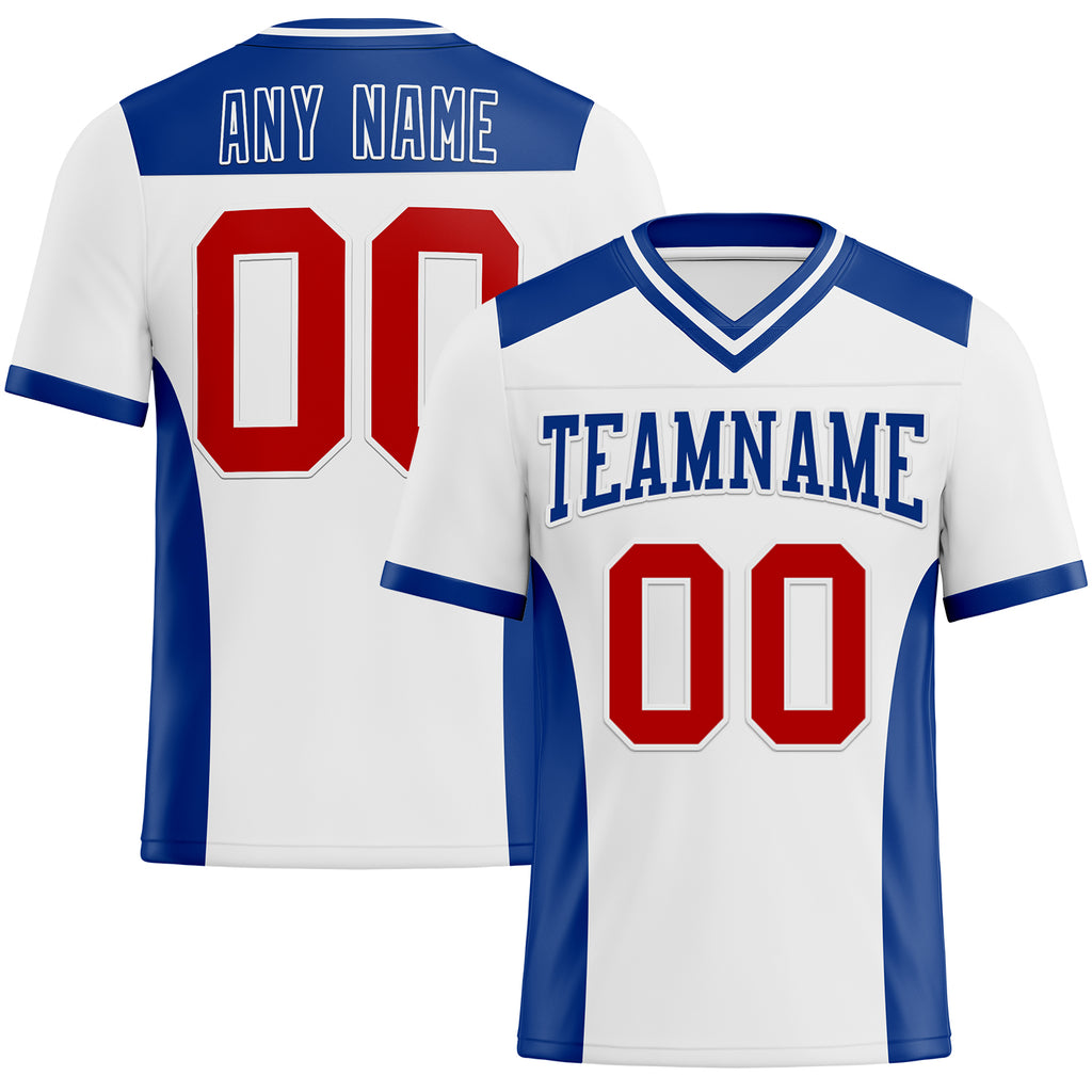 Custom White Red-Royal Mesh Authentic Football Jersey