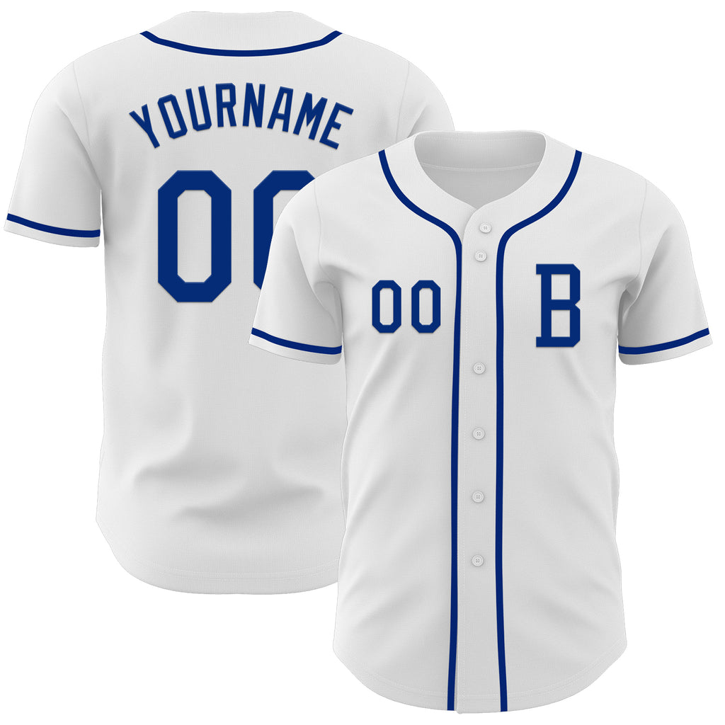 Custom White Royal Authentic Baseball Jersey