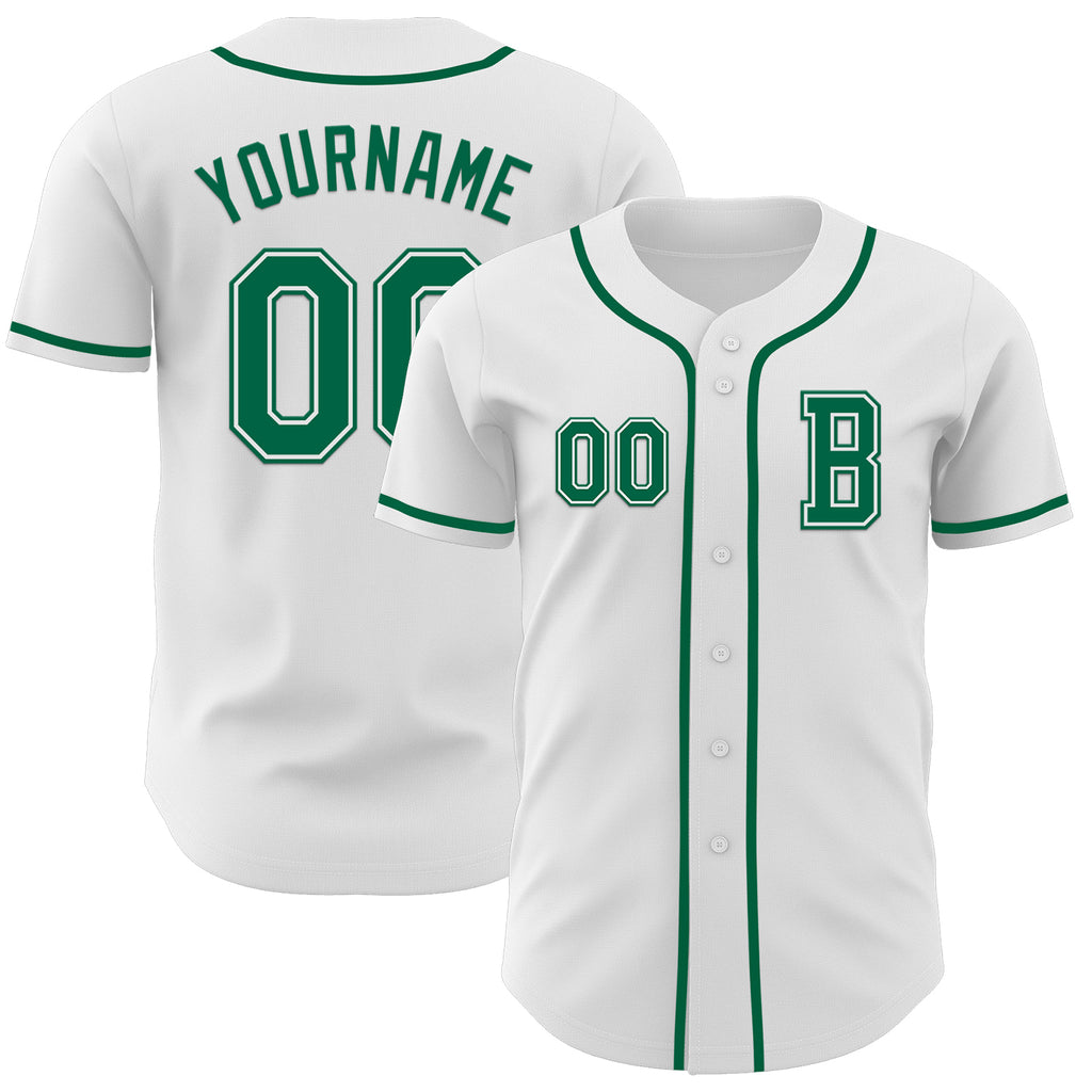 Custom White Kelly Green Authentic Baseball Jersey